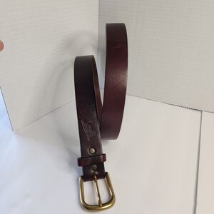 REDWING Belt Leather Cordovan/red w/Brass Buckle Mens 36" MADE in USA 5 Holes